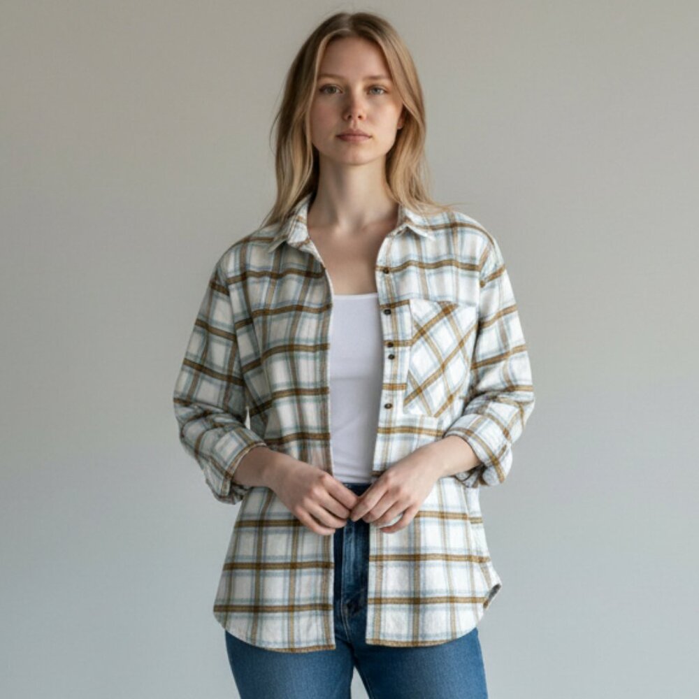 AERIE Women's Plaid Flannel Button Up | Size L